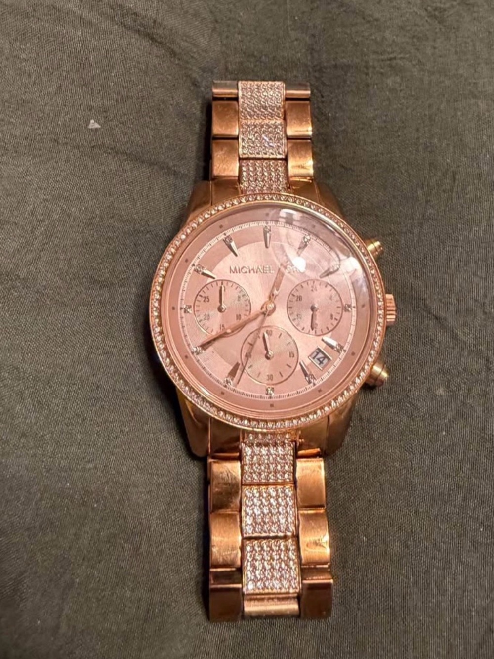 Michael Kors Rose Gold Crystal Accent Chronograph Bracelet Watch